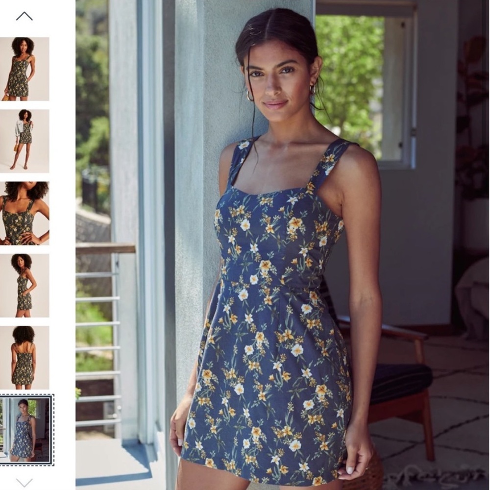 Abercrombie and Fitch blue floral wide strap mini dress sz S